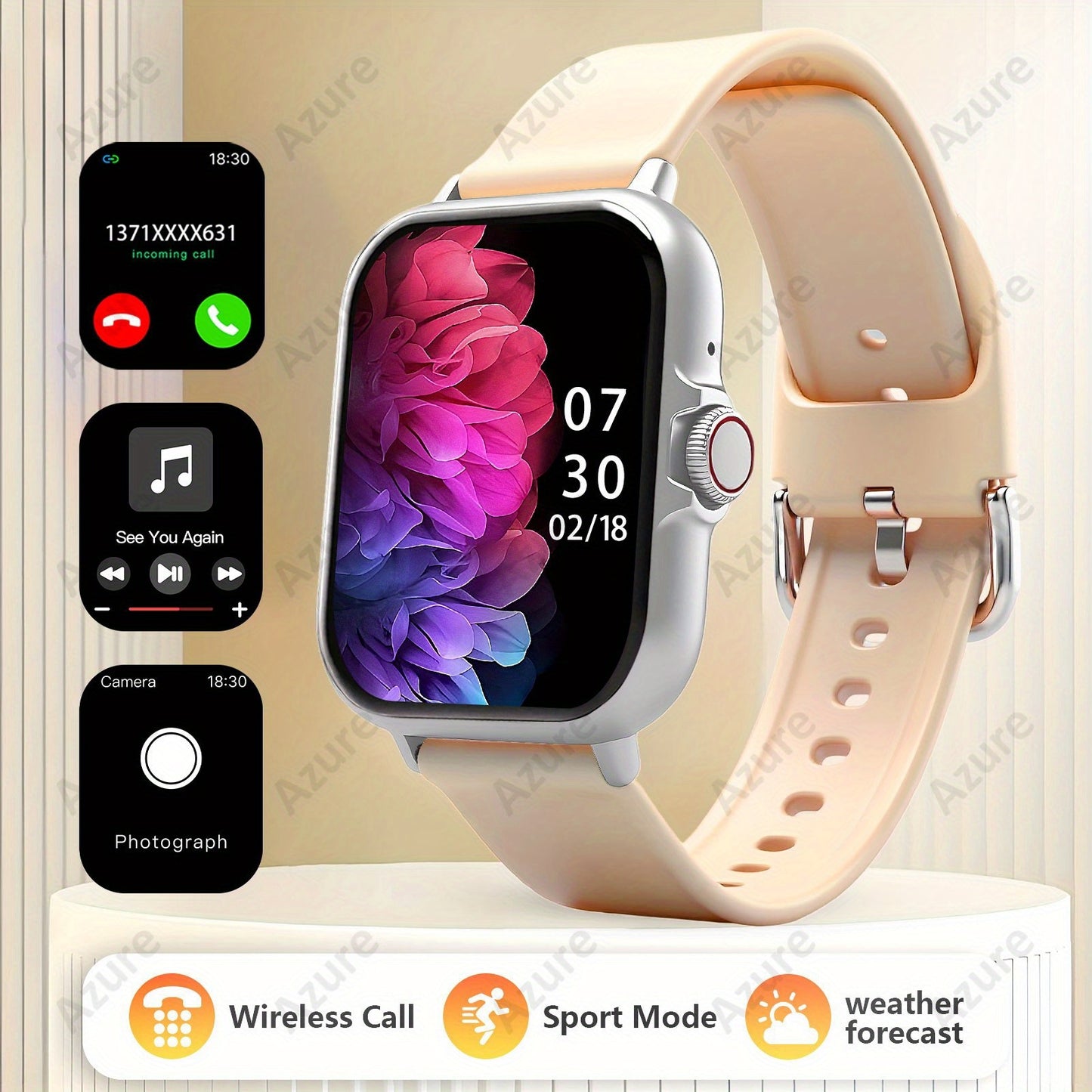 HOT 1.83-inch Full Touchscreen HD Sports Smartwatch, Unisex, with Wireless Call/Message Alerts/Dial Wallpapers and Multiple Sports Modes