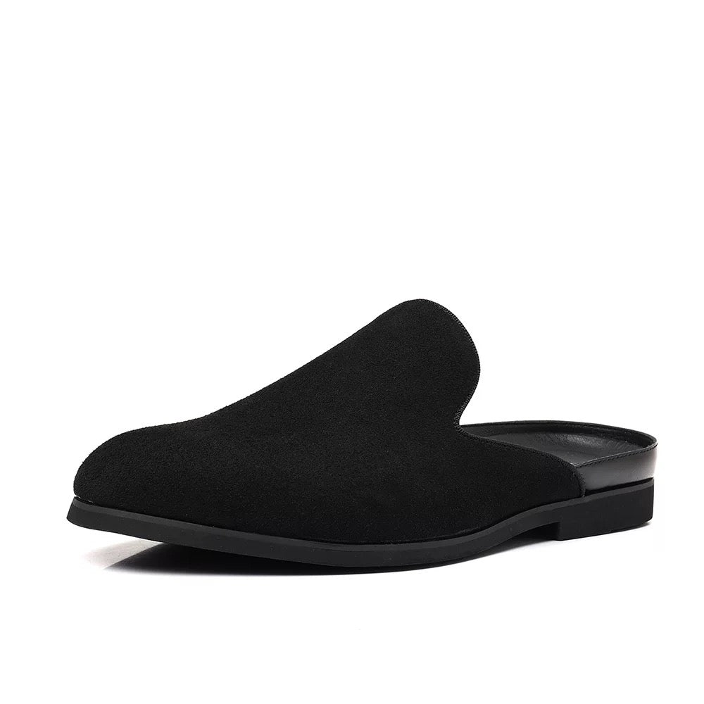 Men's Heelless Half Slippers Men's 2025 Summer Style Men's Nubuck Leather Loafers