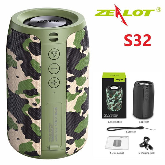 Zealot ZEALOT S32 TWS Portable Bluetooth Speaker Wireless Mini Column Box Speaker TF card FM Stereo 3D Hi-Fi