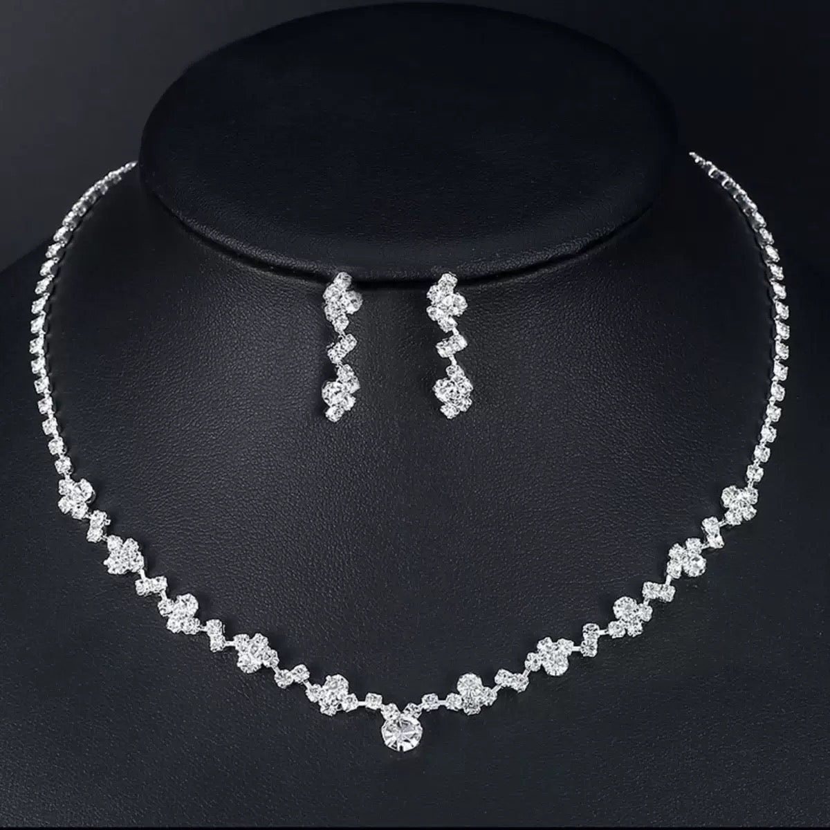 Cross-Border Exquisite 2-Piece Set of Full Diamond Necklace