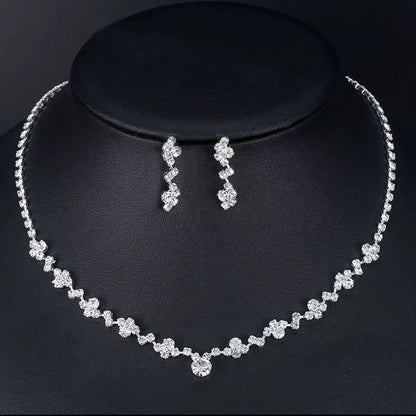 Cross-Border Exquisite 2-Piece Set of Full Diamond Necklace