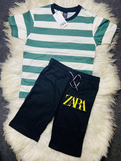 Zara Kids Summer Set – Striped T-Shirt + Shorts (Ages 1–12 Years)