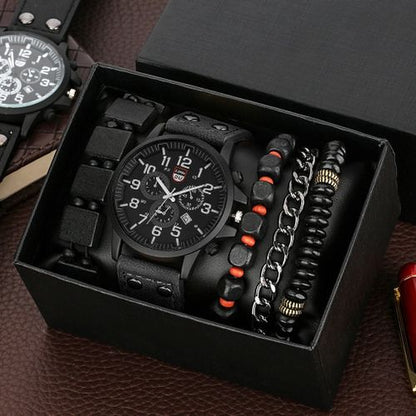 New 5-piece Men's Watch And Bracelet Set, Watch Series