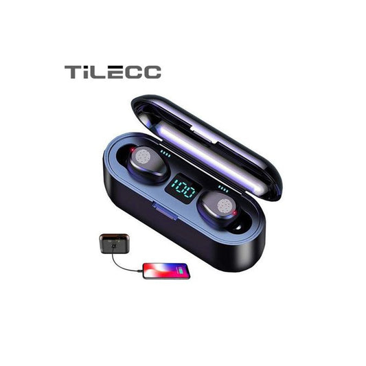 2026 TiLECC F9 Fingerprint Touch Bluetooth Earphone Earbuds 2200mAH