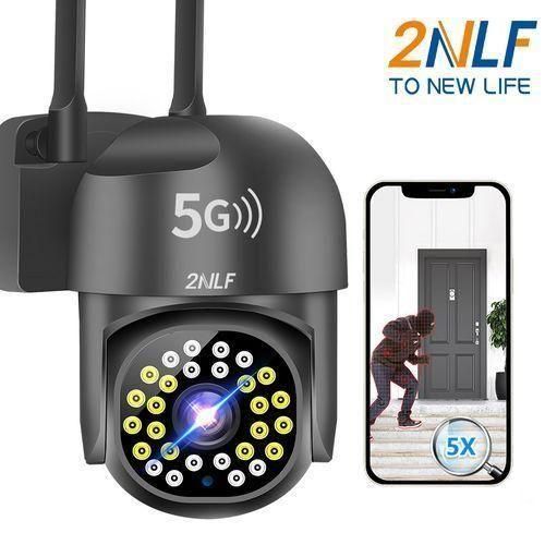 2NLF 5G Wifi Security Cameras With LED Alarm 1080p Black