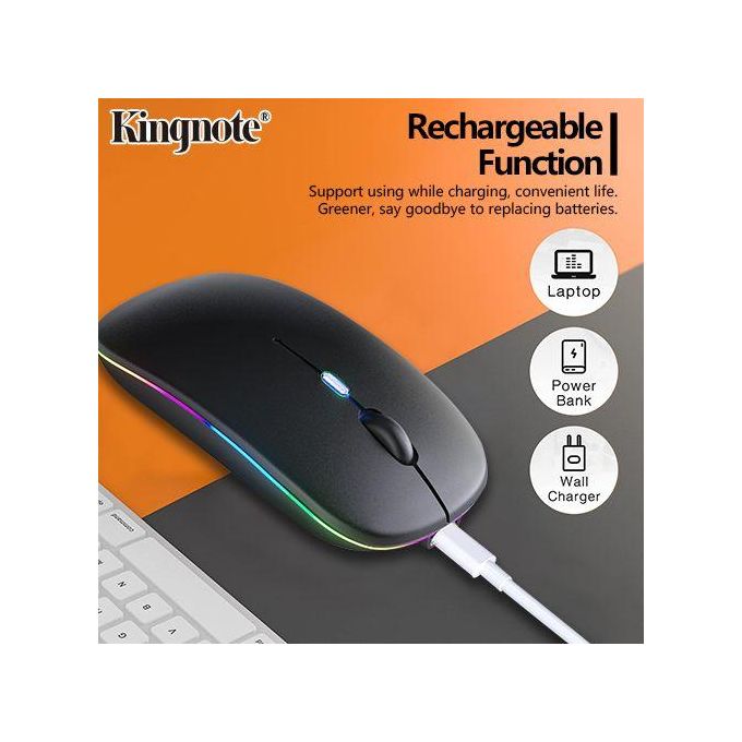 New Kingnote Wireless Rechargeable Mouse Black