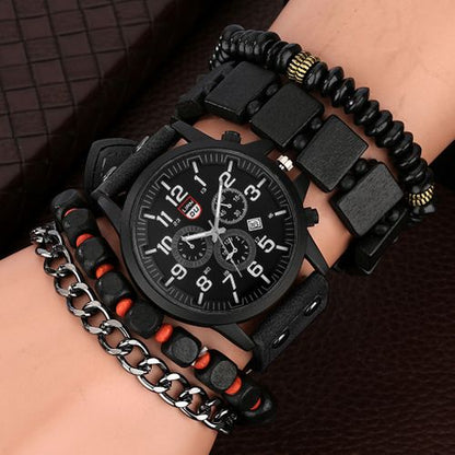 New 5-piece Men's Watch And Bracelet Set, Watch Series