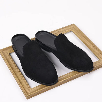 Men's Heelless Half Slippers Men's 2025 Summer Style Men's Nubuck Leather Loafers