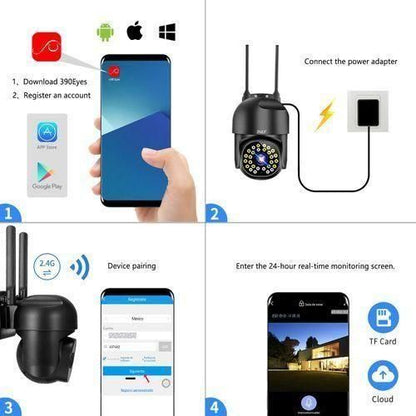 2NLF 5G Wifi Security Cameras With LED Alarm 1080p Black