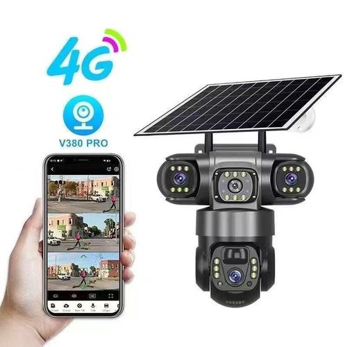 New 2026 V380, 3 lens, 4G/5G Sim card, 9MP human detection 2 way audio night vision, motion sensor, battery backup cctv camera