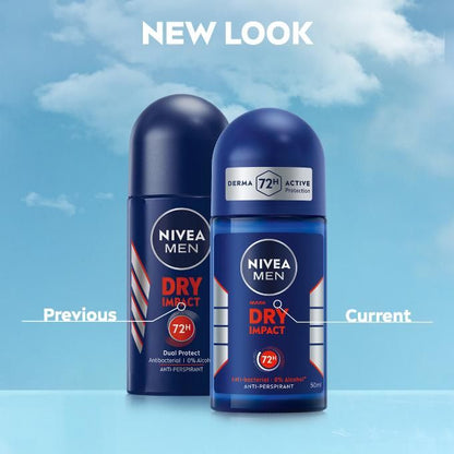 NIVEA Dry Impact Roll-on For Men, 72h- 50ml (Pack Of 3)