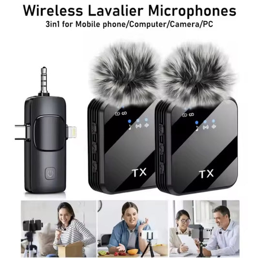 3in1 Wireless Lavalier Microphone  for iPhone,Android,Microphone