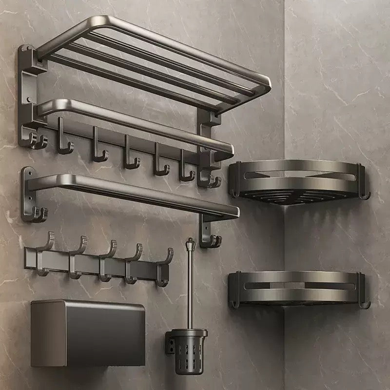 New in 2026 7pieces Wall-Mounted Bathroom Storage Rack