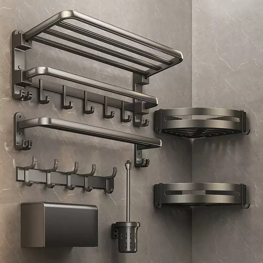 New in 2026 7pieces Wall-Mounted Bathroom Storage Rack