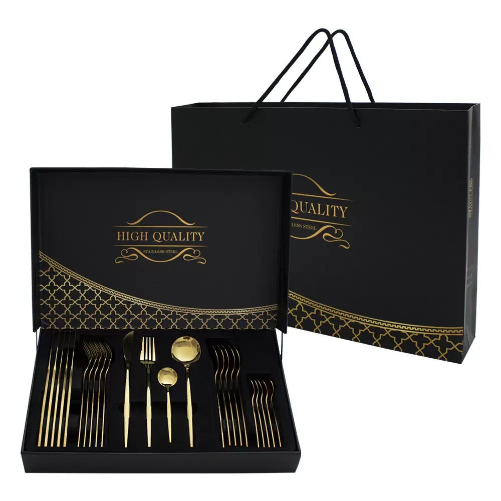 Luxury 24-Piece Gold Stainless Steel Cutlery and spoons Set – Gift Box
