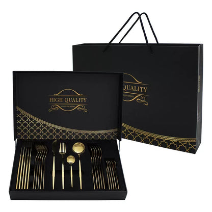 Luxury 24-Piece Gold Stainless Steel Cutlery and spoons Set – Gift Box