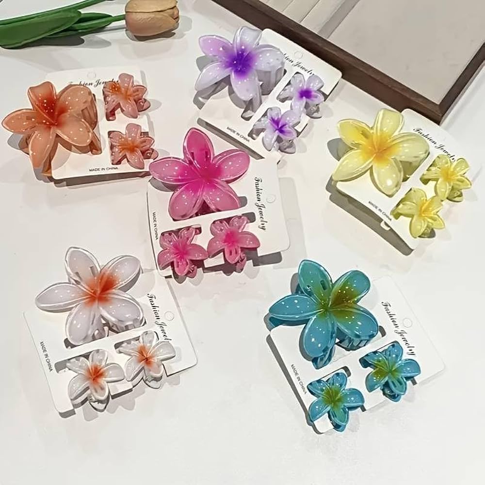 Floral Hair Claw Clip Set 1 Big & 2 Small Flower
