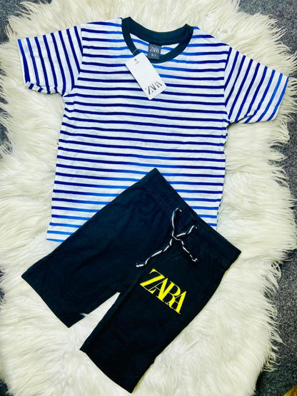 Zara Kids Summer Set – Striped T-Shirt + Shorts (Ages 1–12 Years)