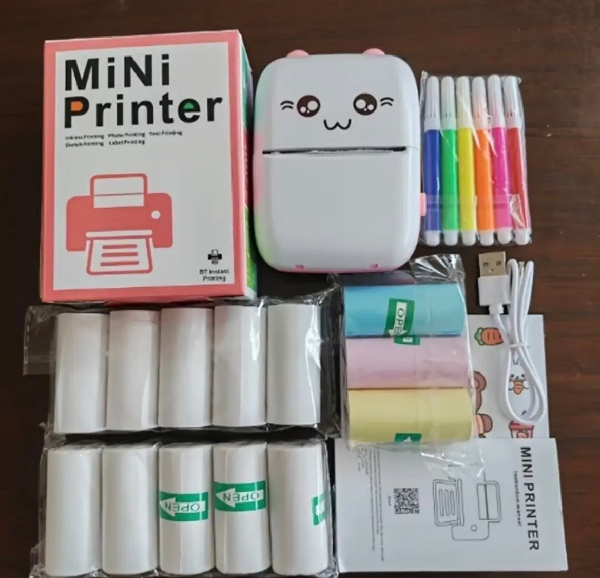 Full set Mini printer With papers with pen