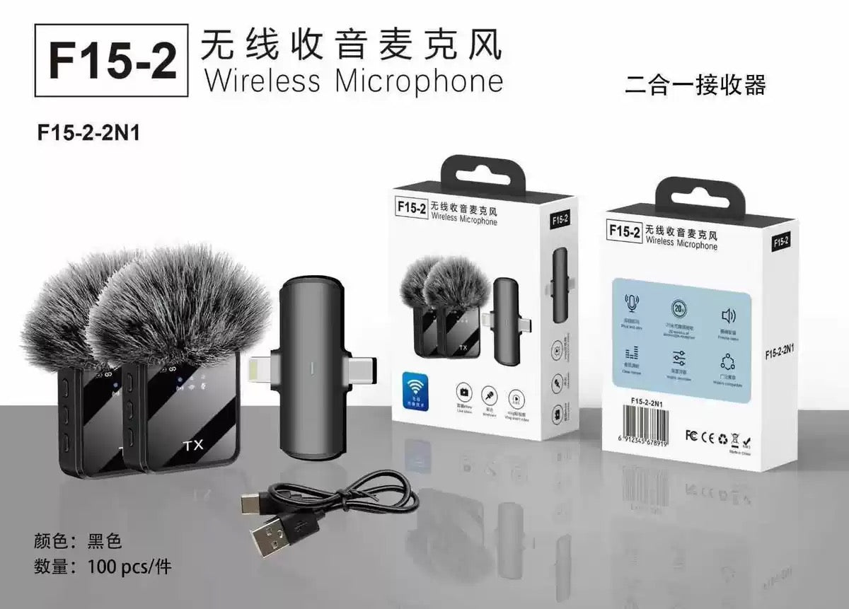 Double F15 wireless microphone(type c and iPhone)