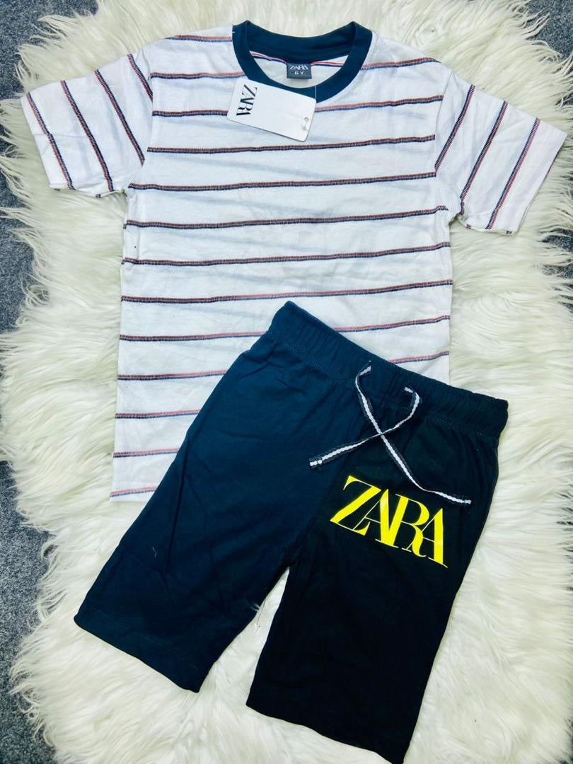 Zara Kids Summer Set – Striped T-Shirt + Shorts (Ages 1–12 Years)