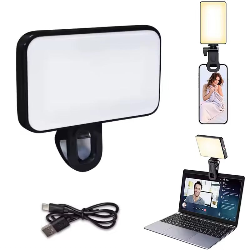 New Portable Mini Selfie Fill Light 3 Modes Adjustable Brightness Rechargeable Clip On For Mobile Phone Laptop Live Video