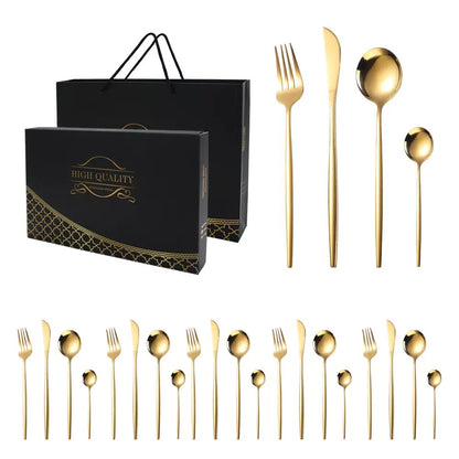 Luxury 24-Piece Gold Stainless Steel Cutlery and spoons Set – Gift Box
