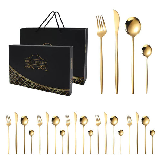 Luxury 24-Piece Gold Stainless Steel Cutlery and spoons Set – Gift Box