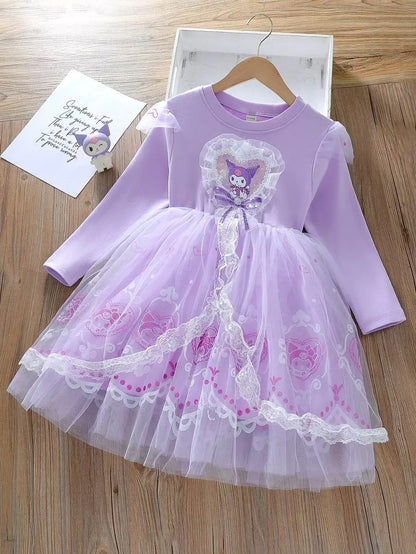 Kids Purple Princess Dress with Bow 2-3 years