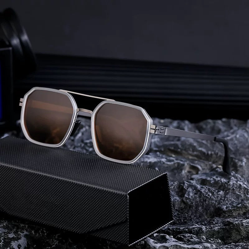 Retro Screwless Polarized Fishing Sunglasses Men's Square Frame