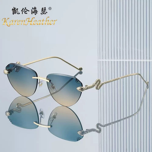 New Cat-Eye Rimless Sunglasses 2501 European and American Cut-Edge Fashion
