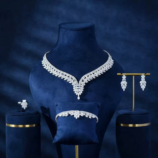 Minimalist Style High-End Zircon Jewelry Four-Piece Set