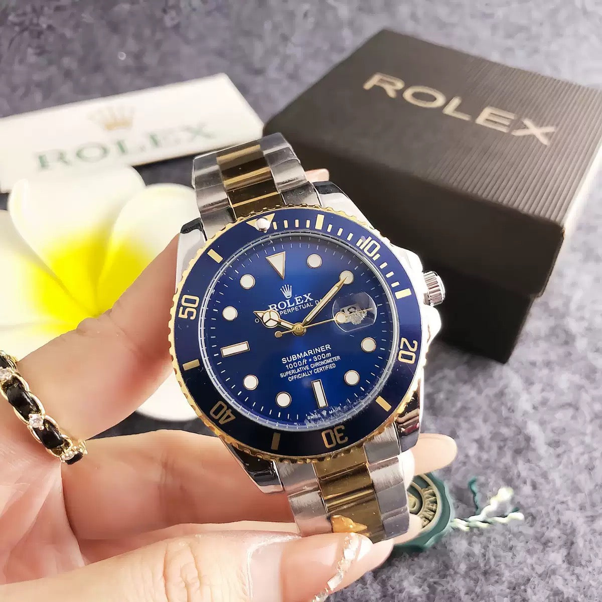 Original Men's Rolex Watch Steel Band Rotatable Bezel Waterproof