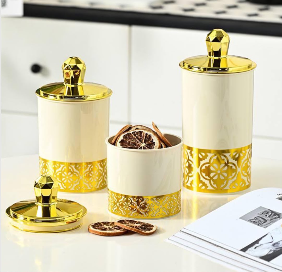 3pcs Storage Jar (Golden)