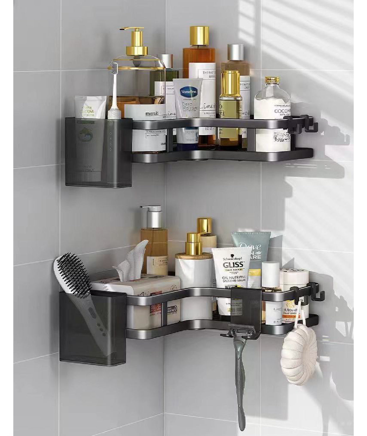 Wall-Mounted Bathroom Corner Shelf Organizer