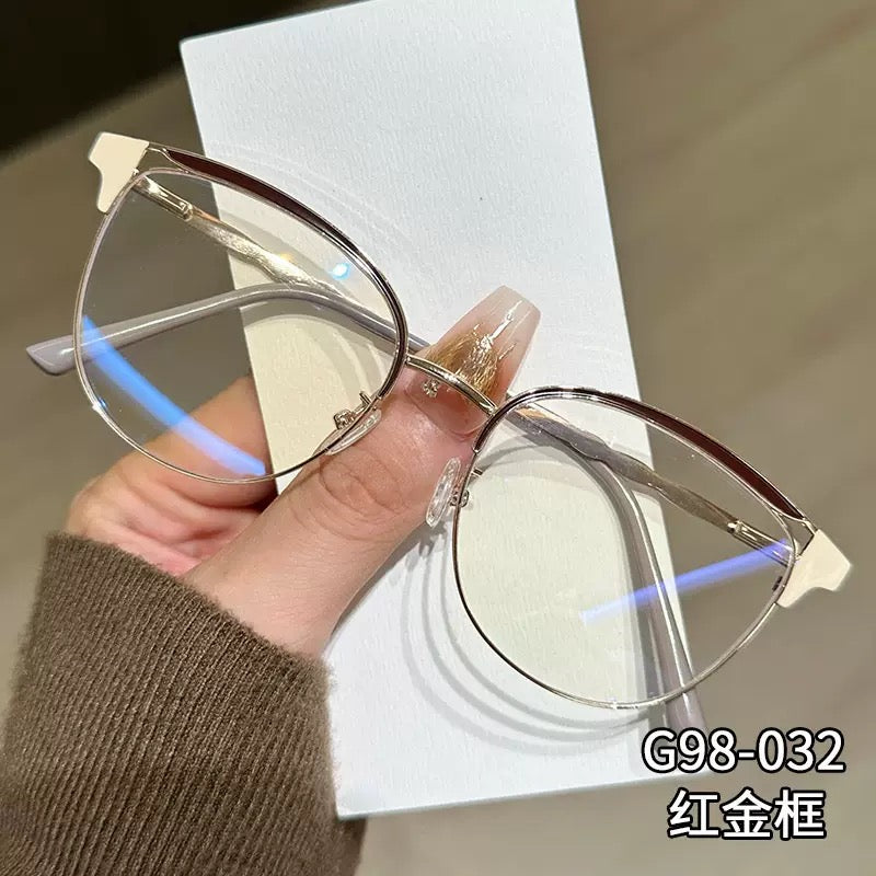 2025 Luxury Half-Rim Cat Eye Anti-Blue Light Glasses – Photochromic Auto-Tint (5 Colors)
