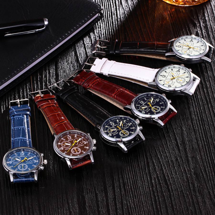 Luxury Chronograph Leather Watch – Quartz Men’s Wristwatch