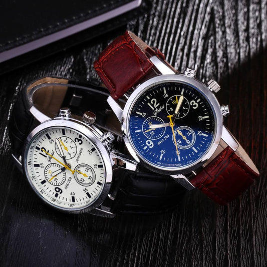 Luxury Chronograph Leather Watch – Quartz Men’s Wristwatch
