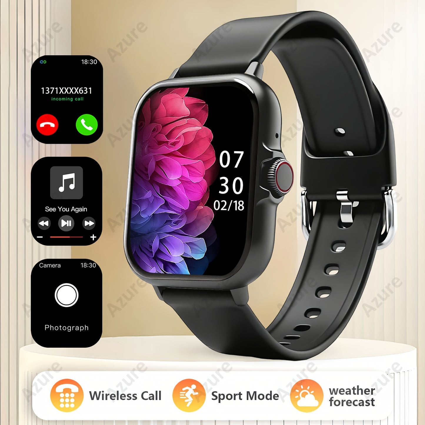 HOT 1.83-inch Full Touchscreen HD Sports Smartwatch, Unisex, with Wireless Call/Message Alerts/Dial Wallpapers and Multiple Sports Modes