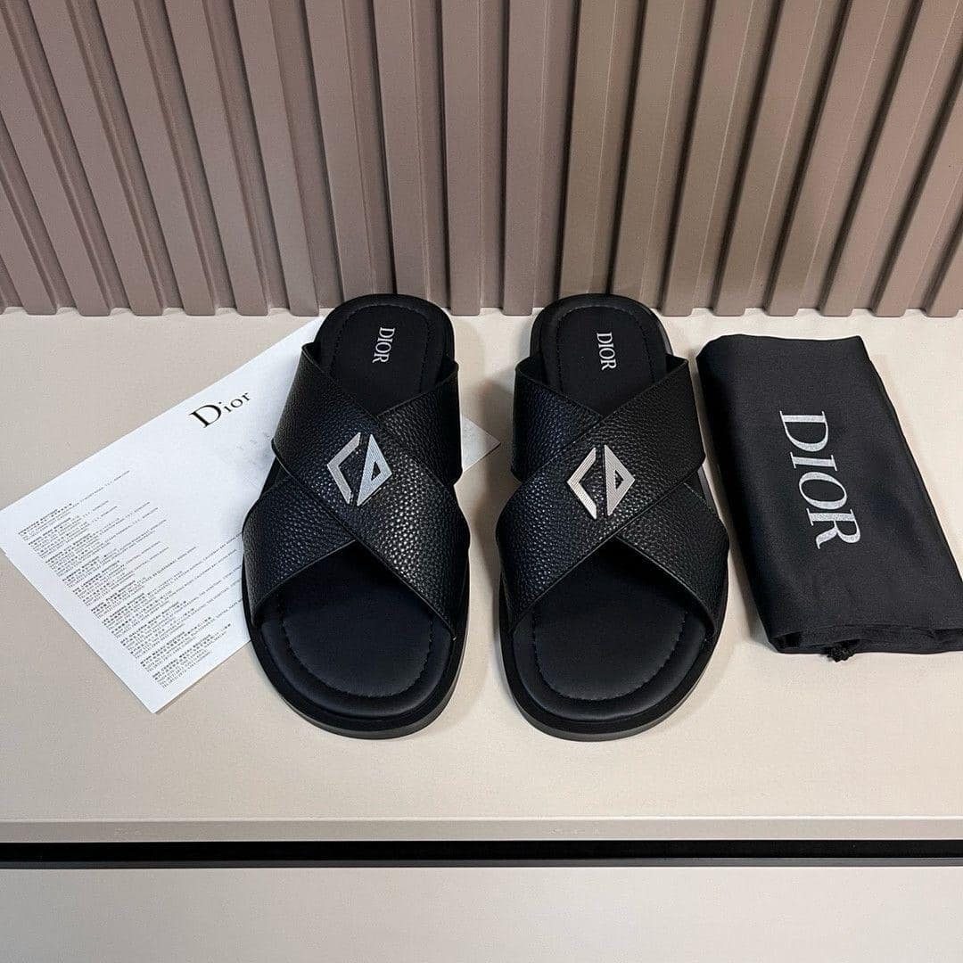 Dior Men's Black Leather Slides